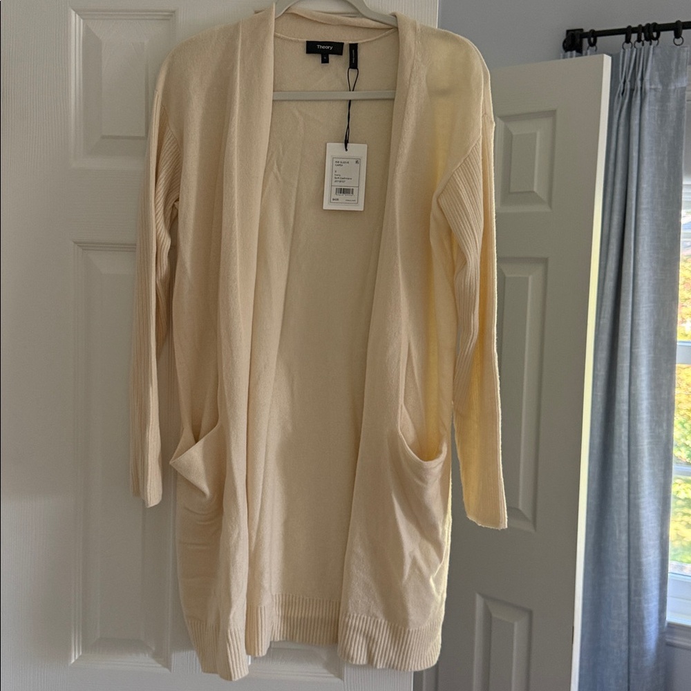 NWT Theory Cream Open Front Cardigan